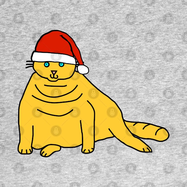 Christmas Chonk Cat in Santa Hat by ellenhenryart